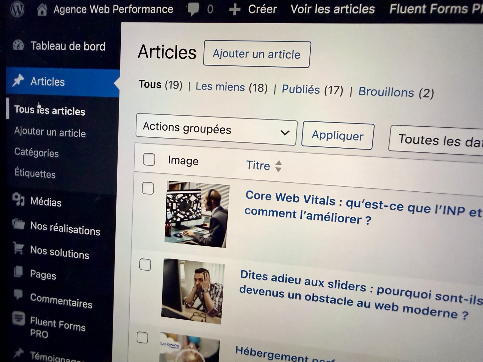 The WordPress administration interface