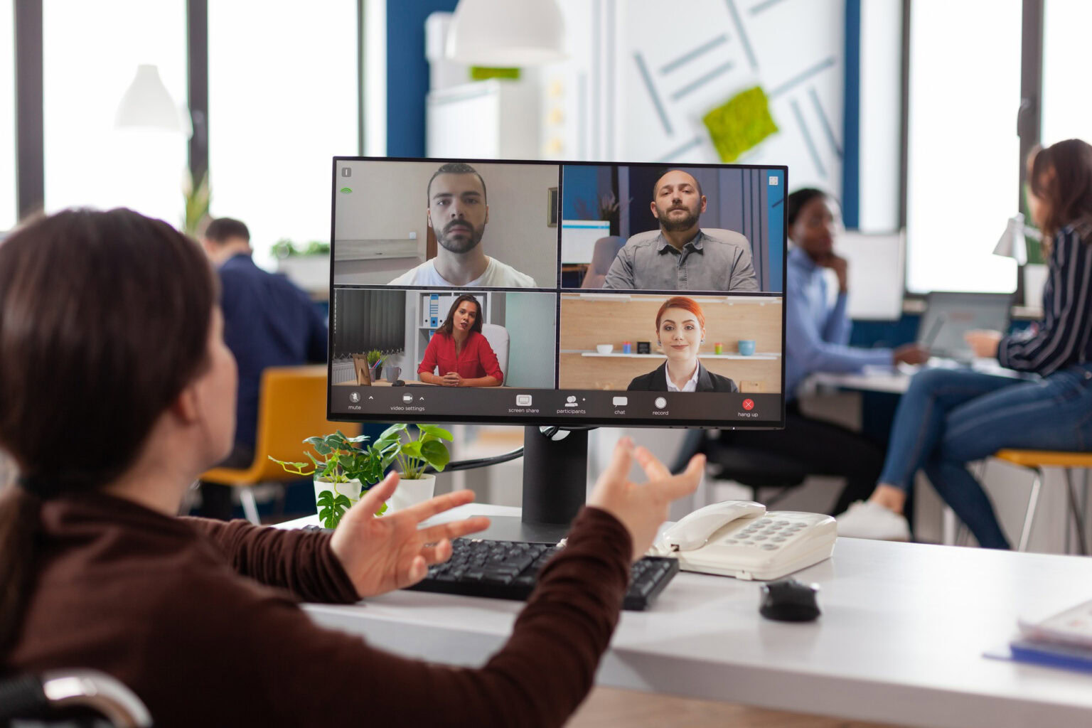 A videoconference call as part of a service