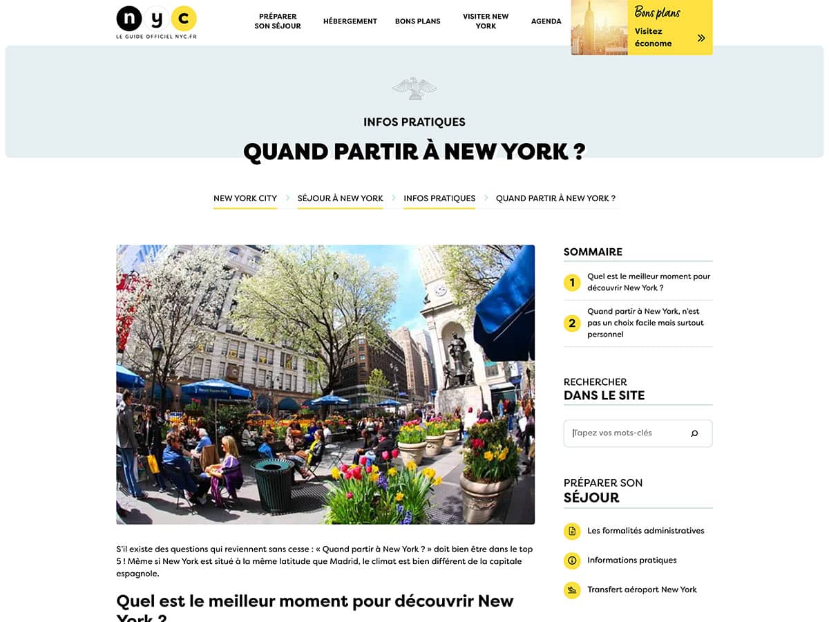 Page article de nyc.fr
