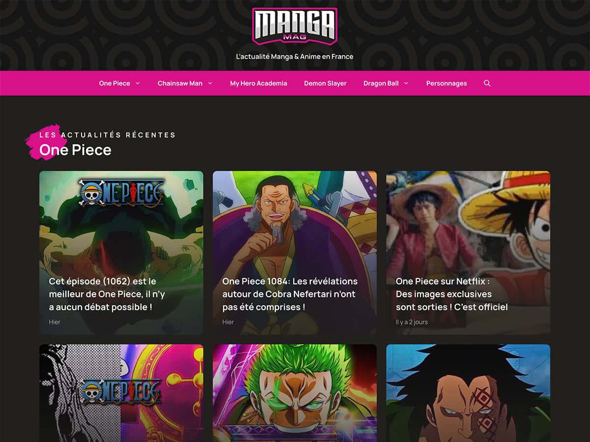 Page d'accueil de Manga Mag