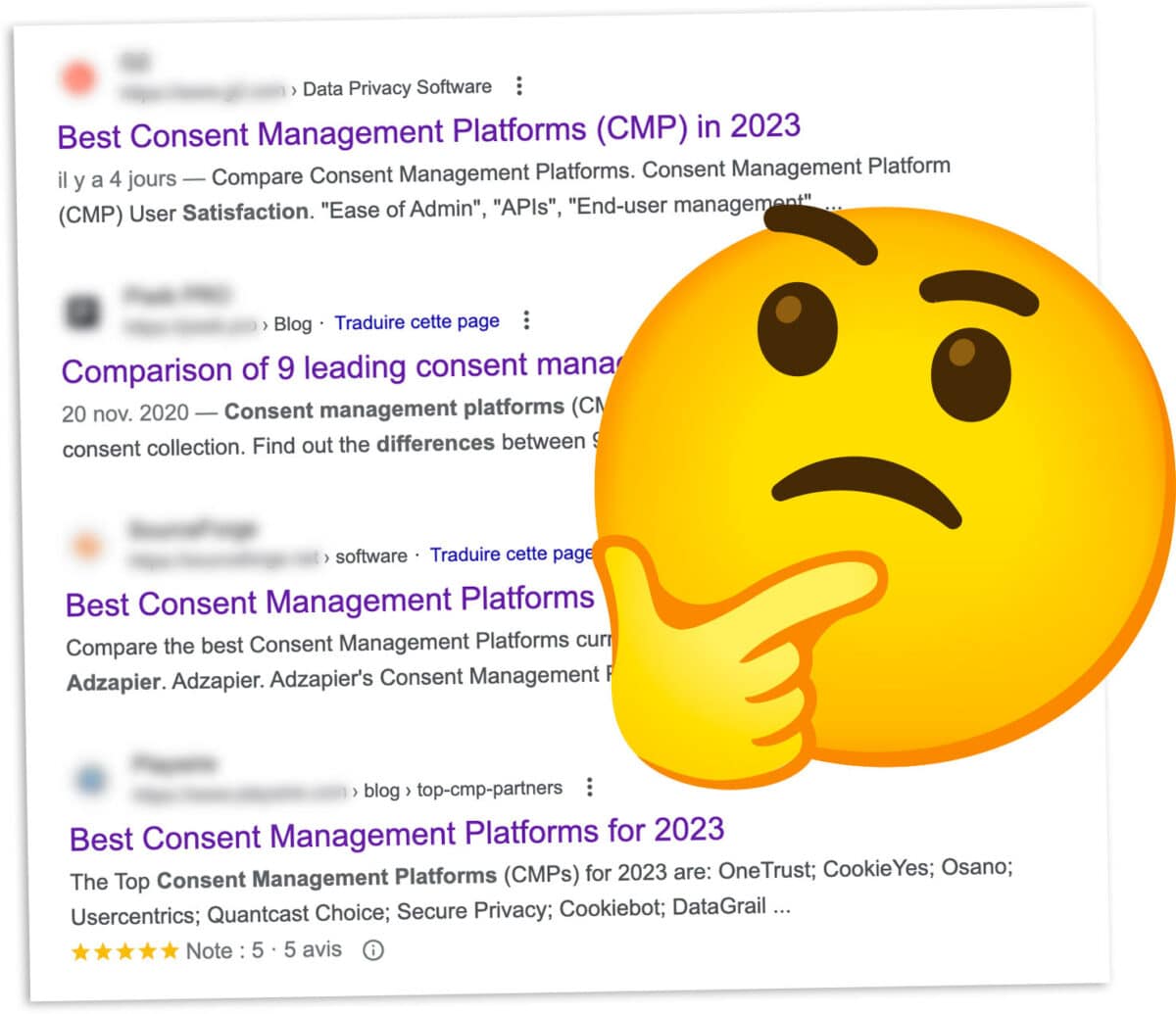 Recherche sur Google du terme "meilleure CMP performance"