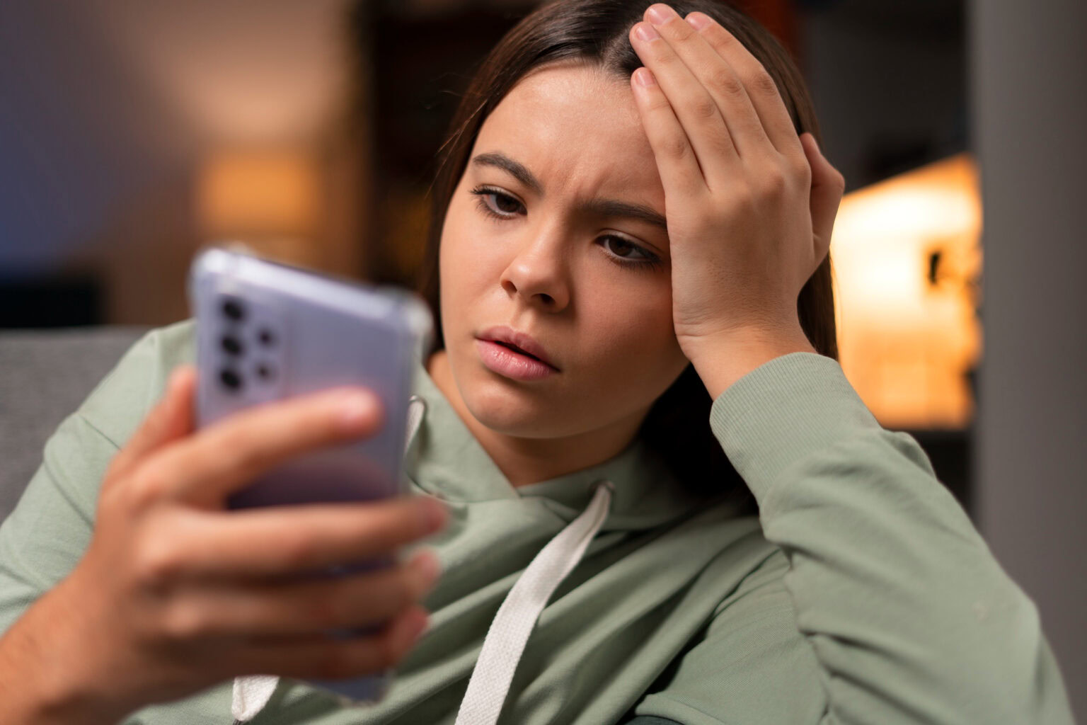A smartphone user frustrated by her experience
