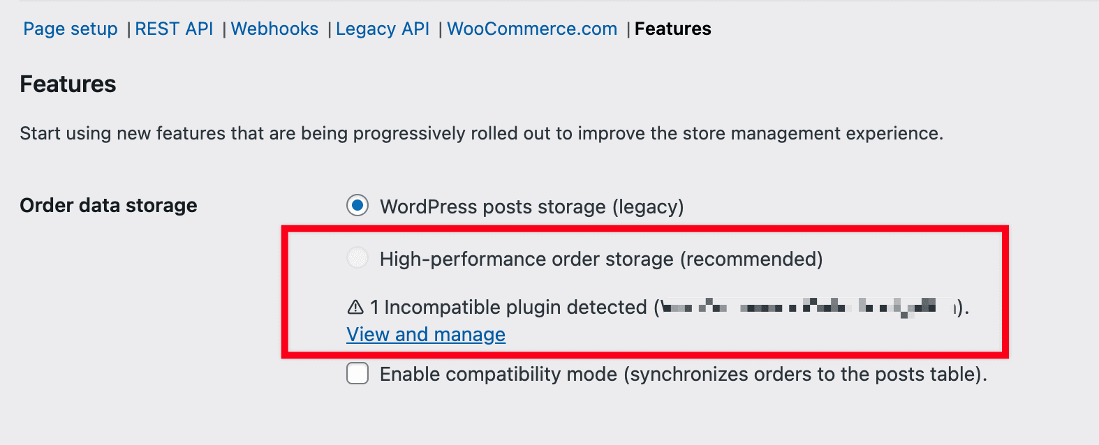 Le mode de stockage haute performance peut être activé dans les fonctionnalités de WooCommerce mais attention : certaines extensions ne sont pas encore pleinement compatibles