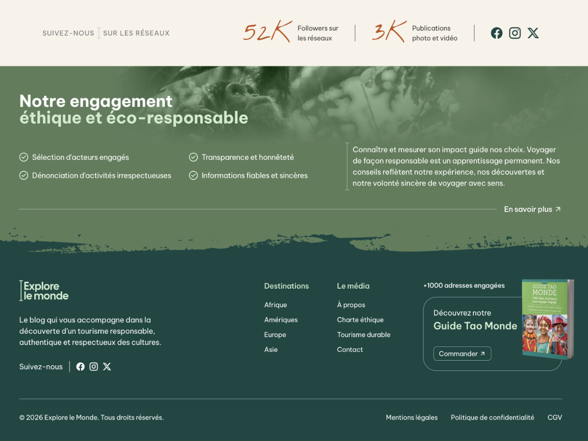Le footer du site Explore le Monde