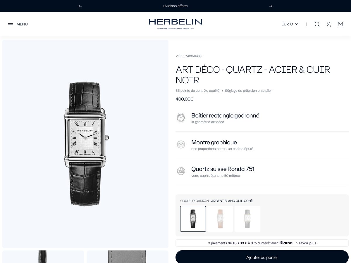 Fiche produit Art Déco sur herbelin.com