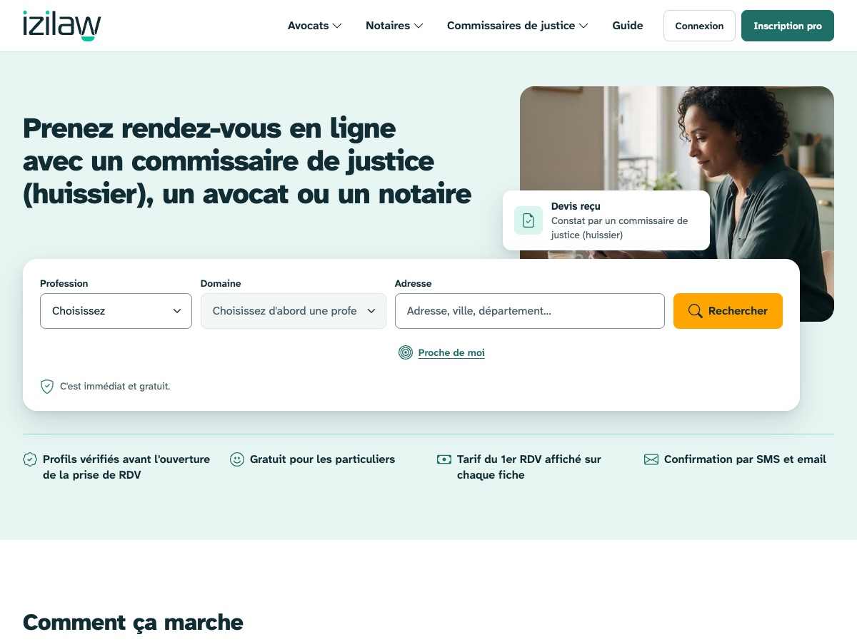 Page d'accueil d'izilaw.fr